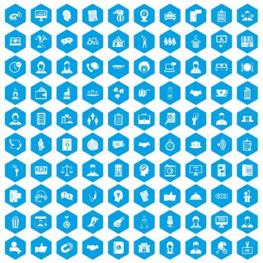 100 tutarlılık simgeleri mavi ayarla