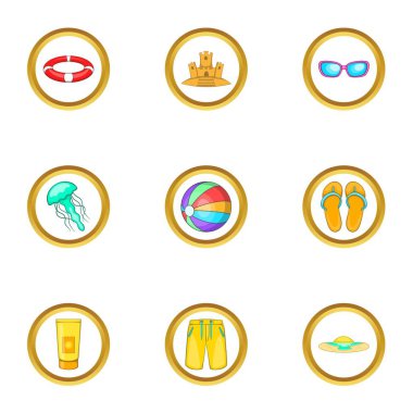 Yaz macera simgeler ayarla, tarzı çizgi film