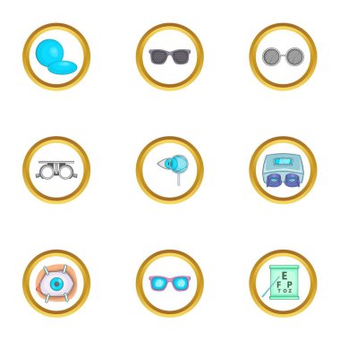 Oftalmoloji cihazları Icons set, karikatür tarzı
