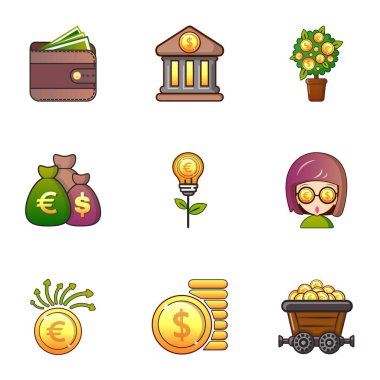 Para Icons set, karikatür tarzı