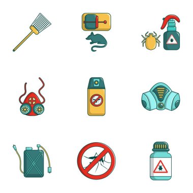 Böcek kontrolü Icons set, karikatür tarzı