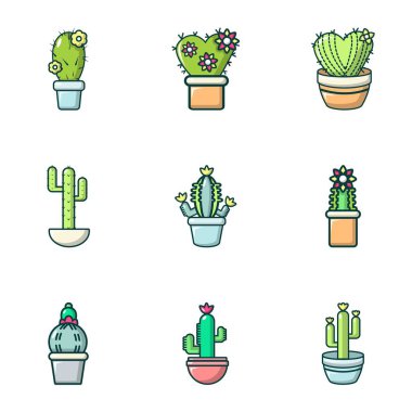 Anahat stili kaktüs simgeler kümesi türü