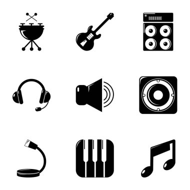 Müzik ekipmanları Icons set, basit tarzı
