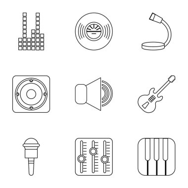 Ses kaydı Icons set, anahat stili