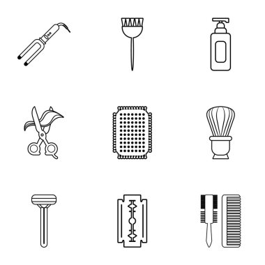 Güzellik Salonu in Icons set, anahat stili