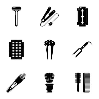 Güzellik Salonu in Icons set, basit tarzı
