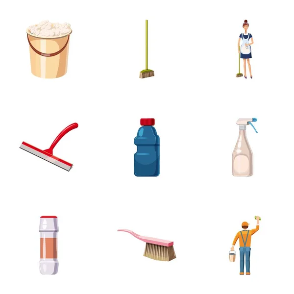 Conjunto de iconos de detergentes, estilo de dibujos animados — Vector de stock