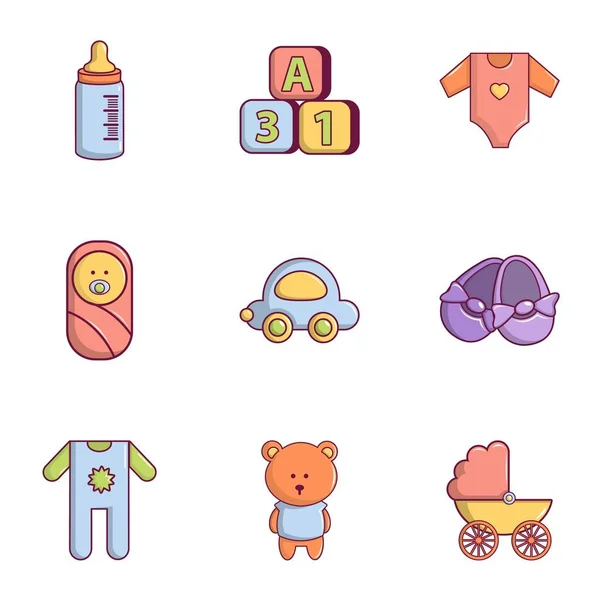 Conjunto de ícones de bebê, estilo plano —  Vetores de Stock