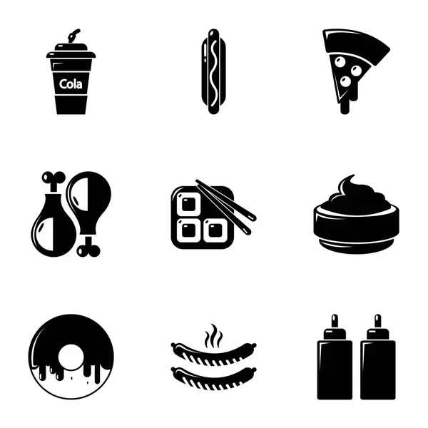 Ensemble d'icônes alimentaires malsaines, style simple — Image vectorielle