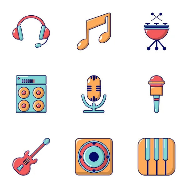 Elektronické hudební ikony nastavit, ploché styl — Stockový vektor
