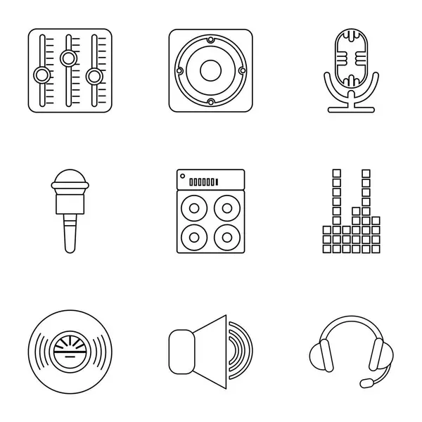 Conjunto de ícones de música eletrônica, estilo esboço — Vetor de Stock