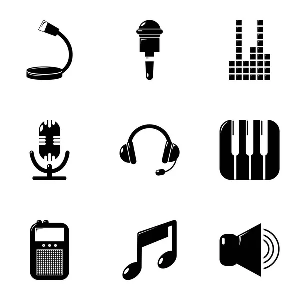 Ensemble d'icônes de musique électronique, style simple — Image vectorielle