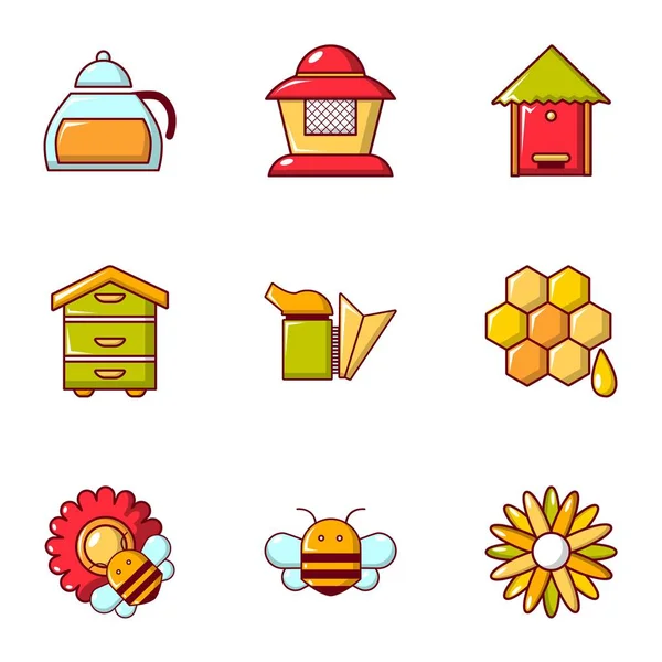 蜂蜜生产图标集，平面样式 — 图库矢量图片