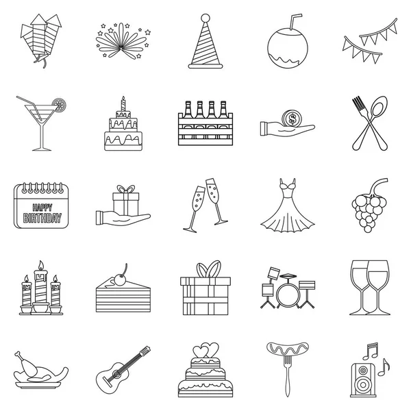 Conjunto de iconos de fecha, estilo de esquema — Vector de stock