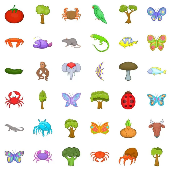 Doğa dünya Icons set, karikatür tarzı