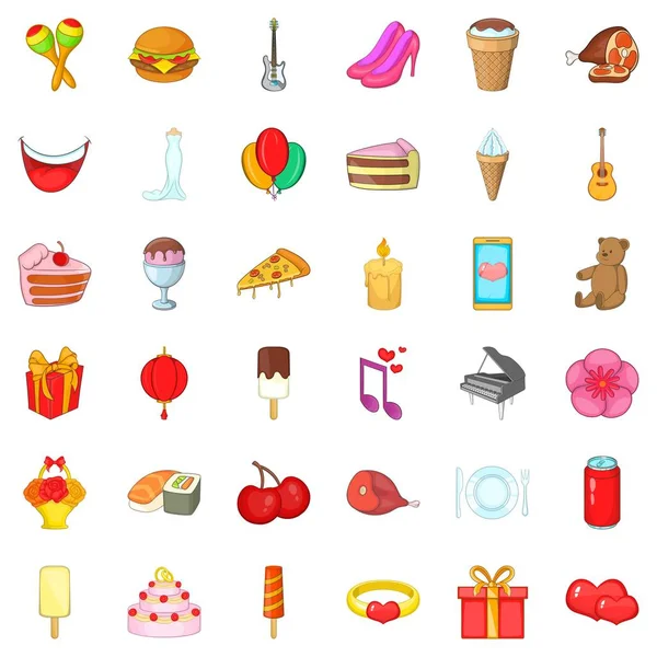 Eğlenceli tatil Icons set, karikatür tarzı