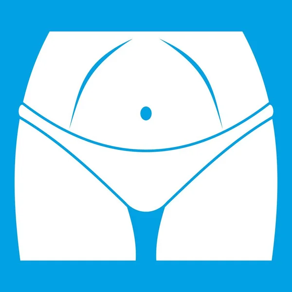 Slim cuerpo de mujer en bragas icono blanco — Vector de stock