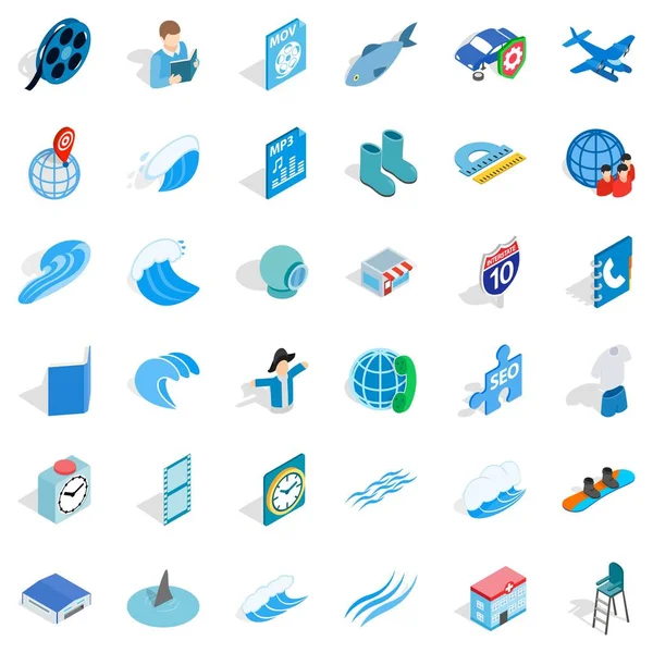 Mavi küre Icons set, izometrik stili