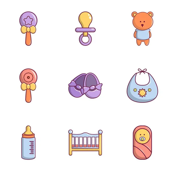 Conjunto de ícones de bebê recém-nascido, estilo plano —  Vetores de Stock