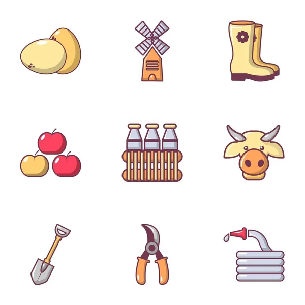 Conjunto de iconos de agricultura, estilo plano — Archivo Imágenes Vectoriales