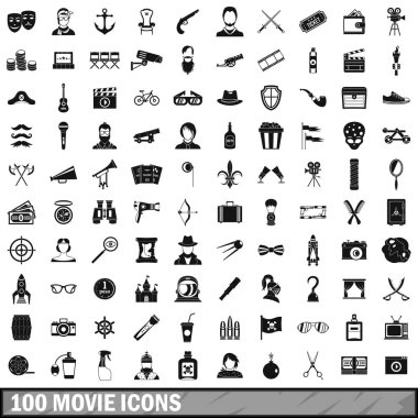 100 film Icons set, basit tarzı