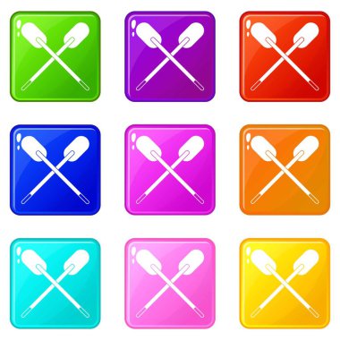 9 iki ahşap çapraz kürek ayarla