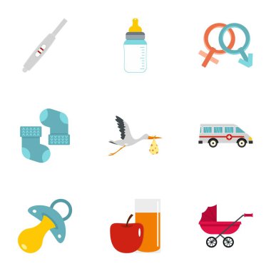 Bebek ambulans simgeler ayarla, stil düz