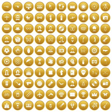 Altın 100 fotoğraf Icons set