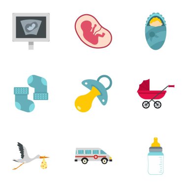 Gebelik Icons set, düz stil