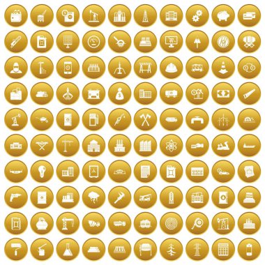 Altın 100 bitki Icons set