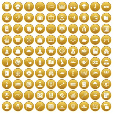 Altın 100 polis Icons set