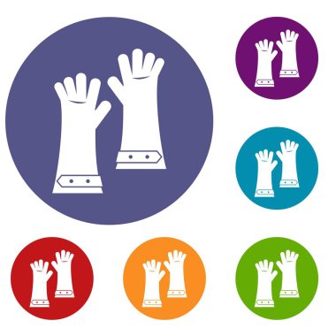 Simgeler kaynak için ısıya dayanıklı eldivenler ayarla