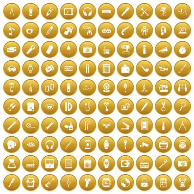 Altın 100 taşınabilir Icons set
