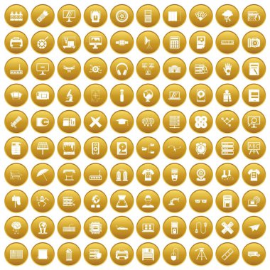 Altın 100 yazıcı Icons set