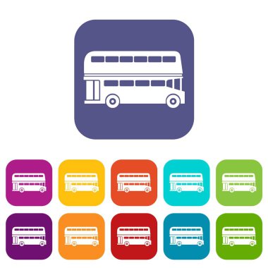 Çift katlı otobüs Icons set