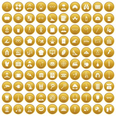 Altın 100 meslek Icons set