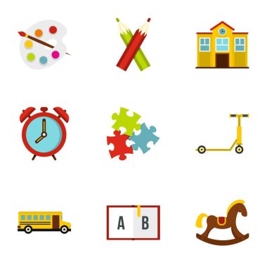 Eğitim Icons set, düz stil