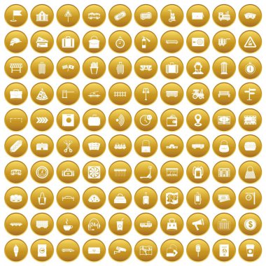 Altın 100 demiryolu Icons set