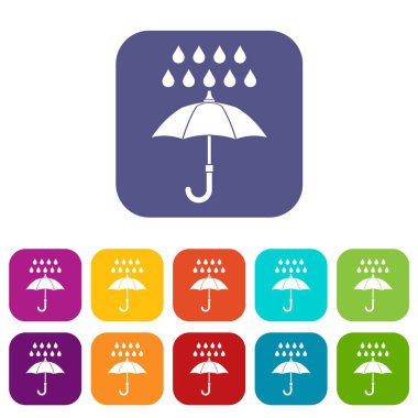 Şemsiye ve yağmur Icons set