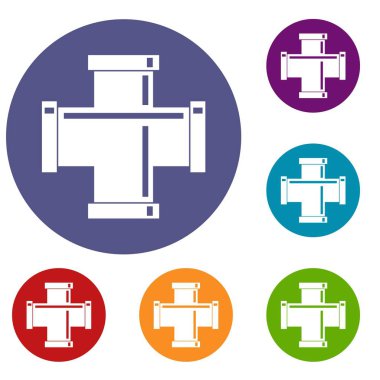 Siyah boru Icons set uygun