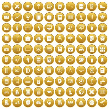 Altın 100 okul Icons set