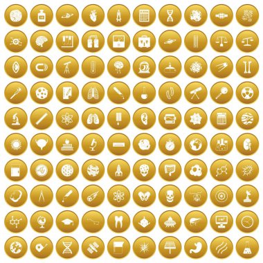 Altın 100 bilim Icons set