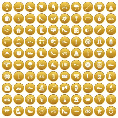 Altın 100 ayakkabı Icons set