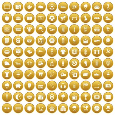 Altın 100 futbol Icons set