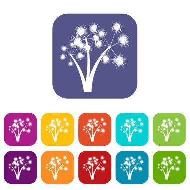 Üç dikenli palmiye ağaçları Icons set