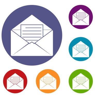 Zarf kağıt Icons set levha ile