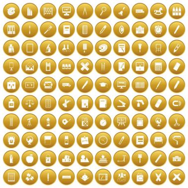 Altın 100 ileti örneği Icons set