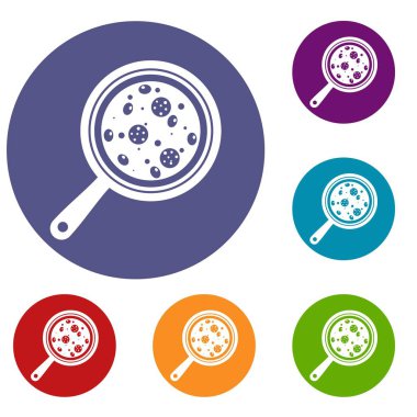 Icons set gemide malzemelerle pizza