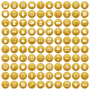 Altın 100 kronometre Icons set