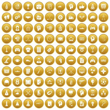 Altın 100 strateji Icons set